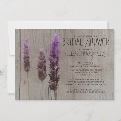 Rustic Lavender Bridal Shower Invitations