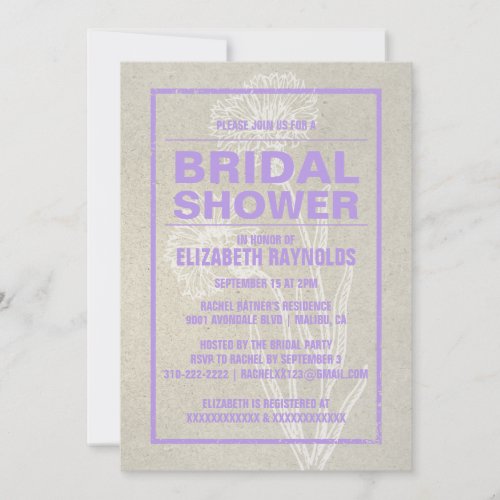 Rustic Lavender Bridal Shower Invitations