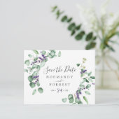 Rustic Lavender Circle Save the Date Postcard (Standing Front)