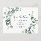 Rustic Lavender Circle Save the Date Postcard (Front)