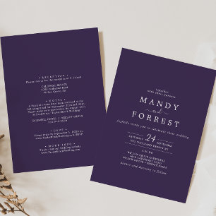 Rustic Lavender Coordinate Plum All In One Wedding Invitation