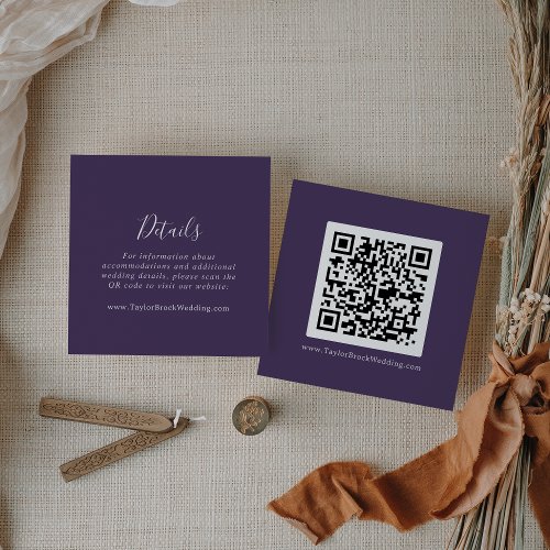 Rustic Lavender Coordinate Plum QR Code Details Enclosure Card