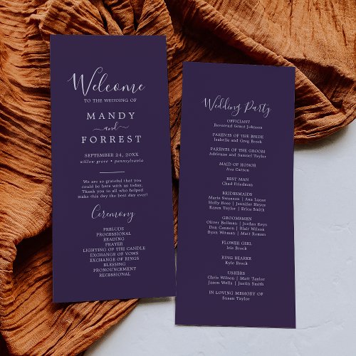 Rustic Lavender Coordinate Plum Wedding Program