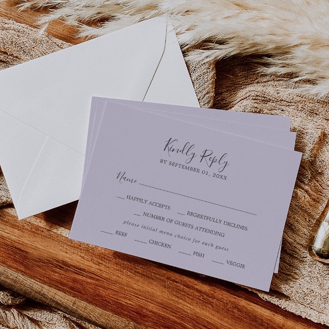 Rustic Lavender Coordinate Purple Menu Choice RSVP (Creator Uploaded)