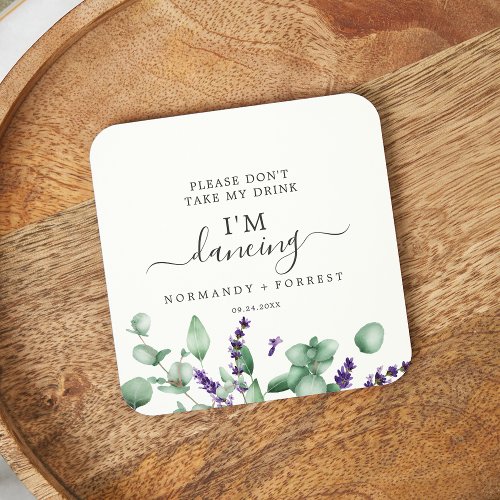 Rustic Lavender Dont Take My Drink Im Dancing Round Paper Coaster