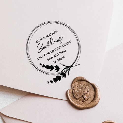 Rustic Lavender Elegant Wedding Return Address Self_inking Stamp