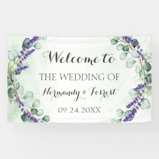 Rustic Lavender Eucalyptus Gold Wedding Backdrop Banner