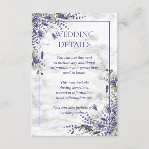 Rustic Lavender Eucalyptus Greener Wedding Details Enclosure Card