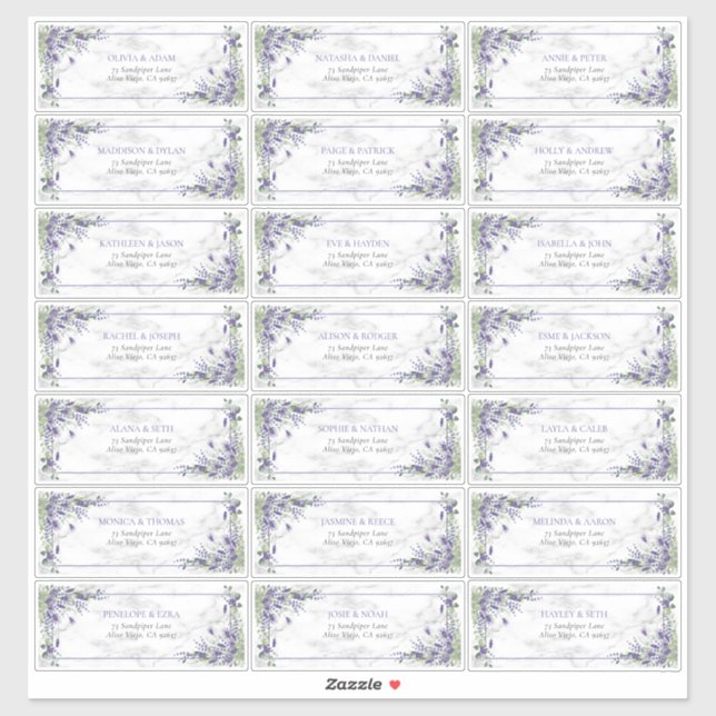 Rustic Lavender Eucalyptus Greenery Guest Address Sticker (Sheet)