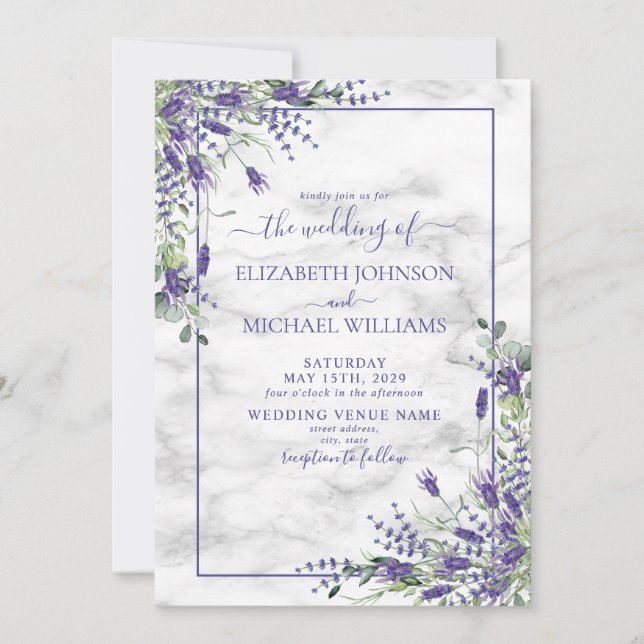 Rustic Lavender Eucalyptus Greenery Photo Wedding Invitation (Front)