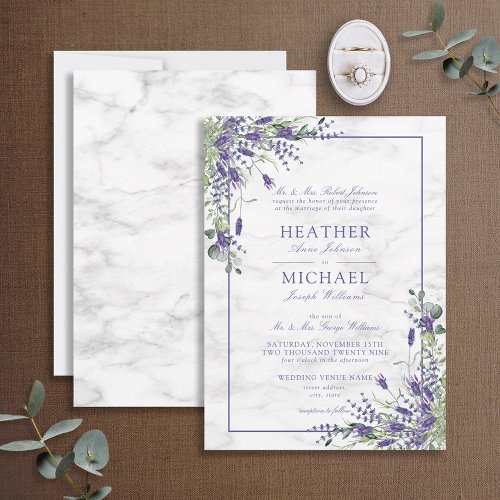 Rustic Lavender Eucalyptus Greenery Wedding Invitation