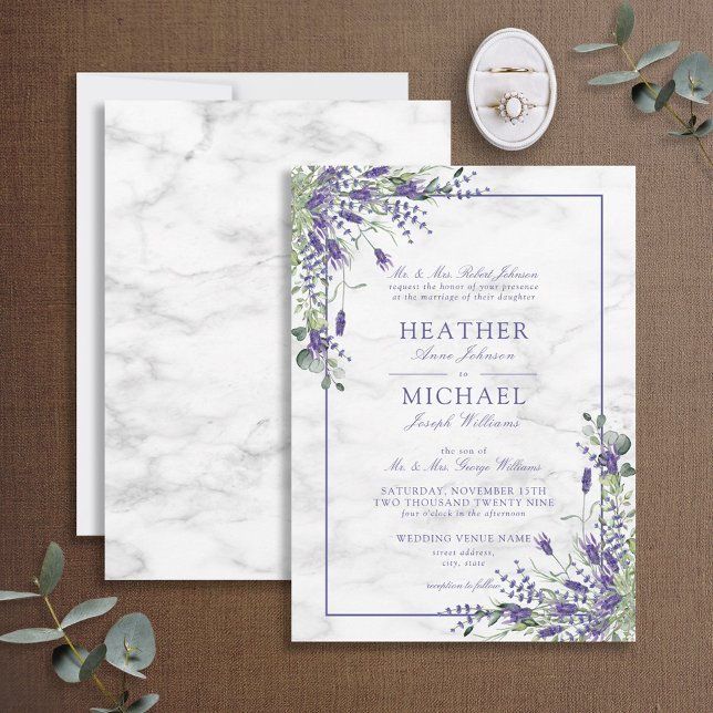 Rustic Lavender Eucalyptus Greenery Wedding Invitation (Creator Uploaded)
