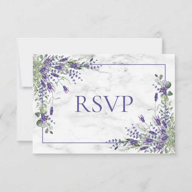 Rustic Lavender Eucalyptus Greenery Wedding RSVP (Front)