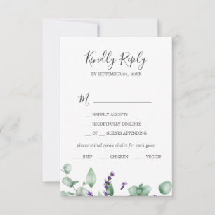 Rustic Lavender & Eucalyptus Menu Choice RSVP Card