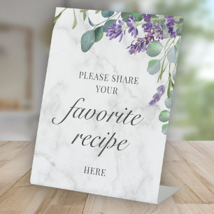 Rustic Lavender Eucalyptus Recipe Cards Here Pedestal Sign