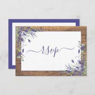 Rustic Lavender Eucalyptus Script Wood RSVP