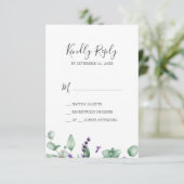 Rustic Lavender & Eucalyptus Simple RSVP Card (Standing Front)