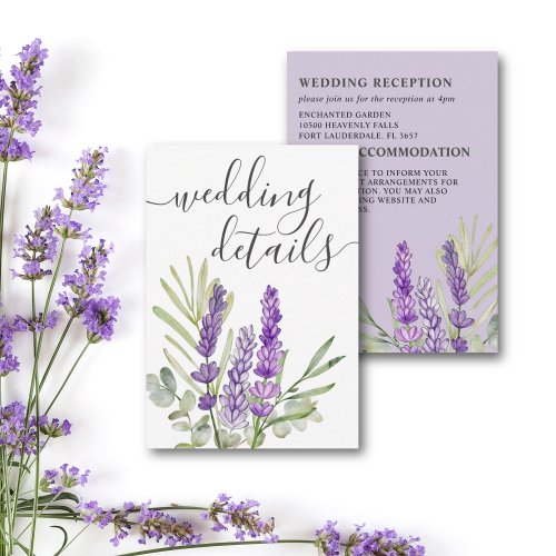 Rustic Lavender  Eucalyptus Wedding Detail Enclosure Card