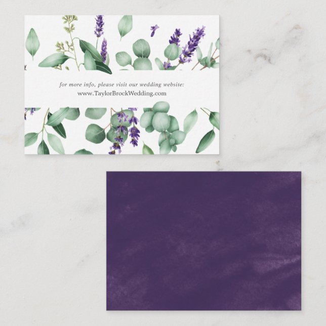 Rustic Lavender & Eucalyptus Wedding Website Enclosure Card (Front/Back)