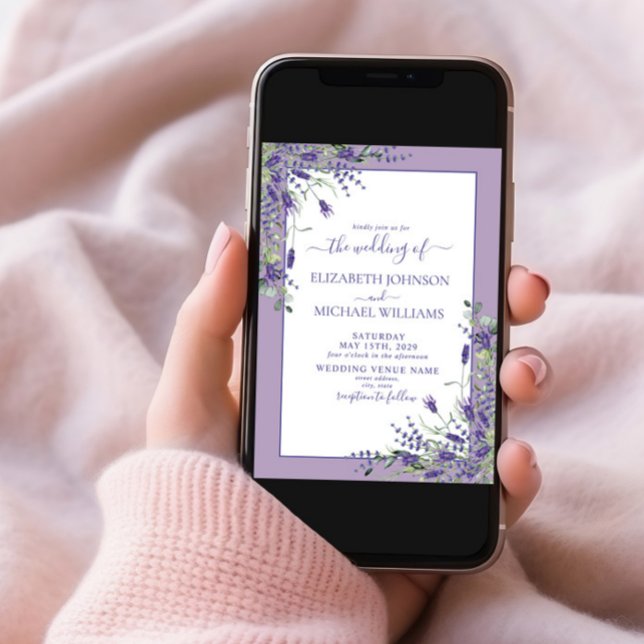 Rustic Lavender Eucalyptus Wood Script Wedding Invitation (Creator Uploaded)