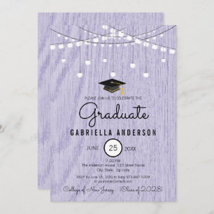 Rustic Lavender Faux Wood Yet Simple Graduation Invitation