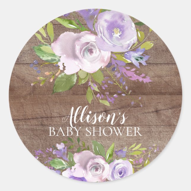 Rustic Lavender Floral Baby Shower Envelope Seal (Front)