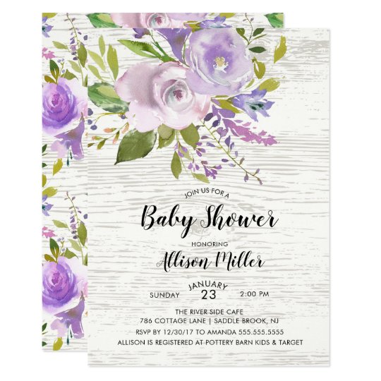 Rustic Lavender Floral Baby Shower Invitation Zazzle Com