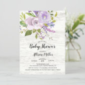Rustic Lavender Floral Baby Shower Invitation (Standing Front)