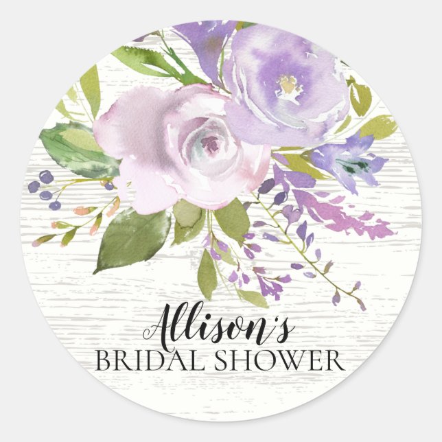 Rustic Lavender Floral Bridal Shower Envelope Seal (Front)