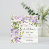 Rustic Lavender  Floral Bridal Shower Invitation (Standing Front)