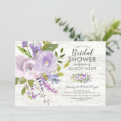 Rustic Lavender Floral Bridal Shower Invitations (Standing Front)