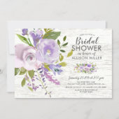 Rustic Lavender Floral Bridal Shower Invitations (Front)