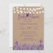 Rustic Lavender Floral Butterfly Kraft Baby Shower Invitation (Front)