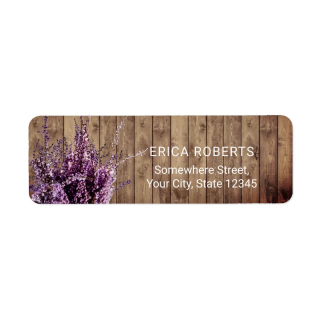 Rustic Lavender Floral Country Barn Wooden Label (Front)