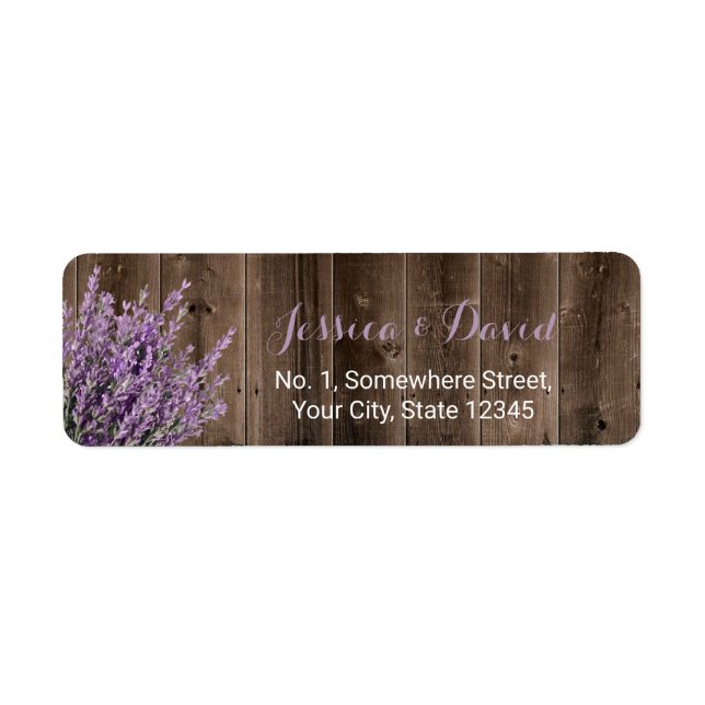 Rustic Lavender Floral Elegant Barn Wood Label (Front)