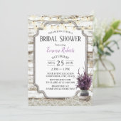 Rustic Lavender Floral Jar Barn Bridal Shower Invitation (Standing Front)