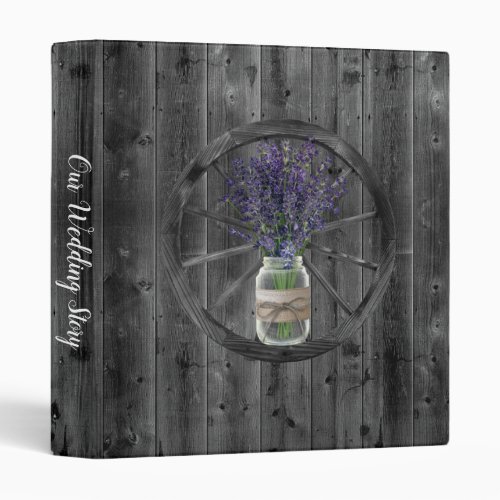 Rustic Lavender Floral Jar Vintage Barn Wood 3 Ring Binder