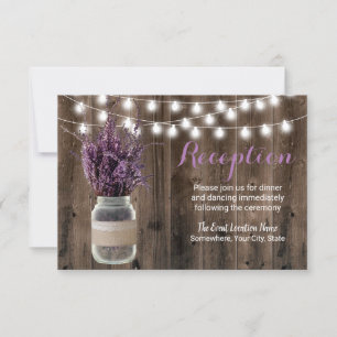 Rustic Lavender Floral Jar Wedding Reception Invitation