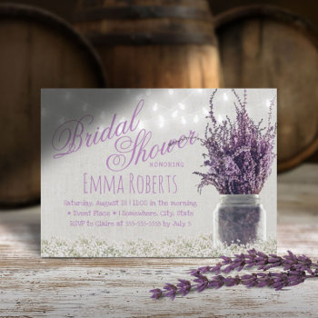 Rustic Lavender Floral Mason Jar Bridal Shower Invitation by myinvitation at Zazzle