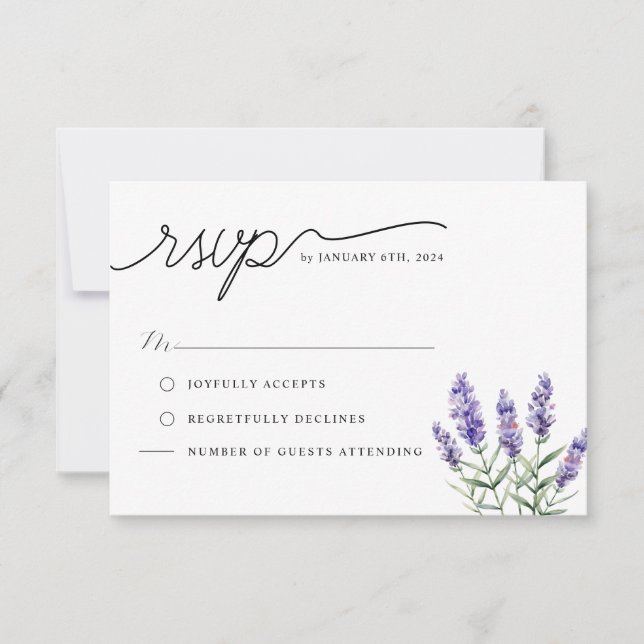 Rustic Lavender Floral RSVP Card (Front)
