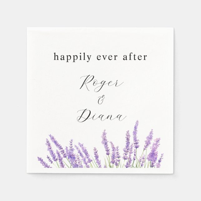 Rustic Lavender Floral Wedding Napkins (Front)