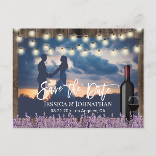Rustic Lavender Floral Wedding Photo Save the Date Announcement Postcard
