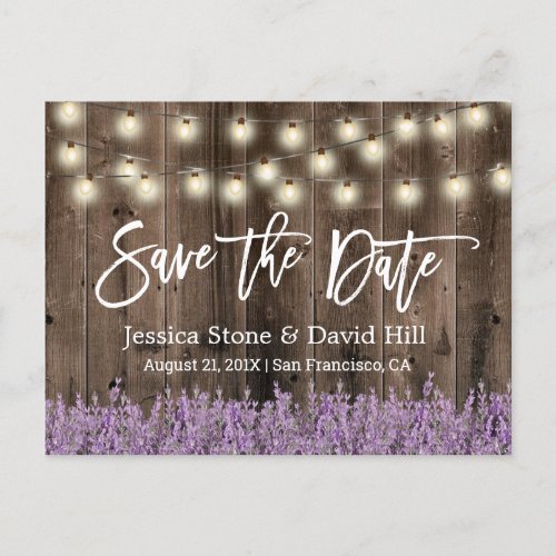 Rustic Lavender Floral Wedding Save the Date Announcement Postcard