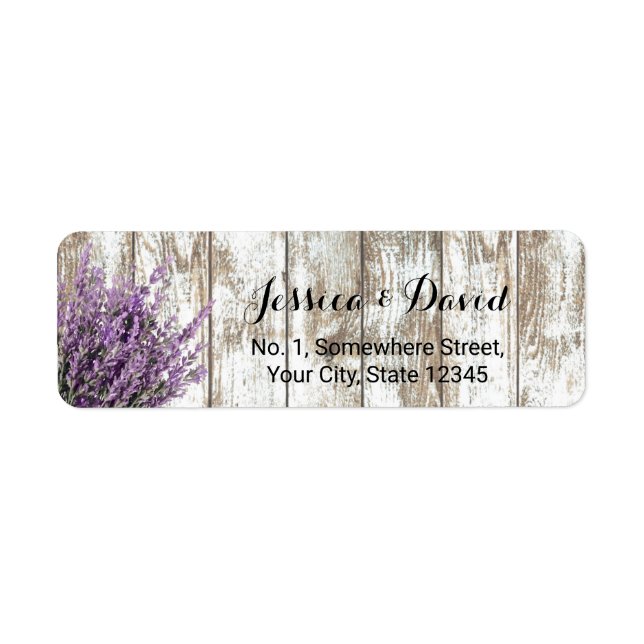 Rustic Lavender Floral White Barn Wood Label (Front)
