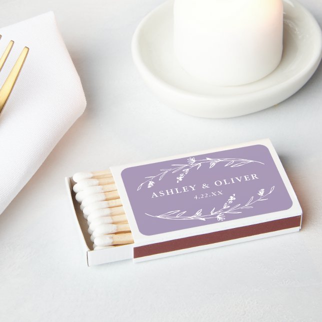 Rustic Lavender Floral Wildflower Wedding Favor Matchboxes (Creator Uploaded)
