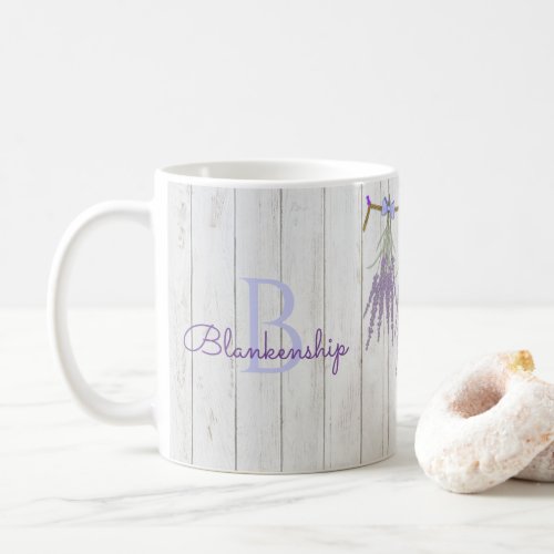 Rustic Lavender Flower Bundle Monogram Template Coffee Mug