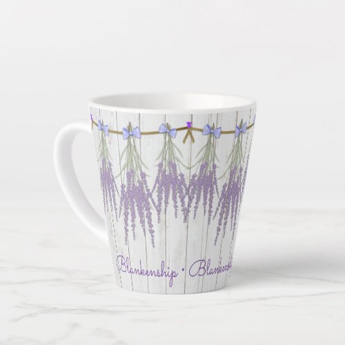 Rustic Lavender Flower Bundle Monogram Template Latte Mug