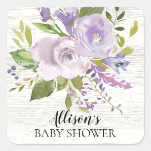 Rustic Lavender Flowers Baby Shower Envelope Seal