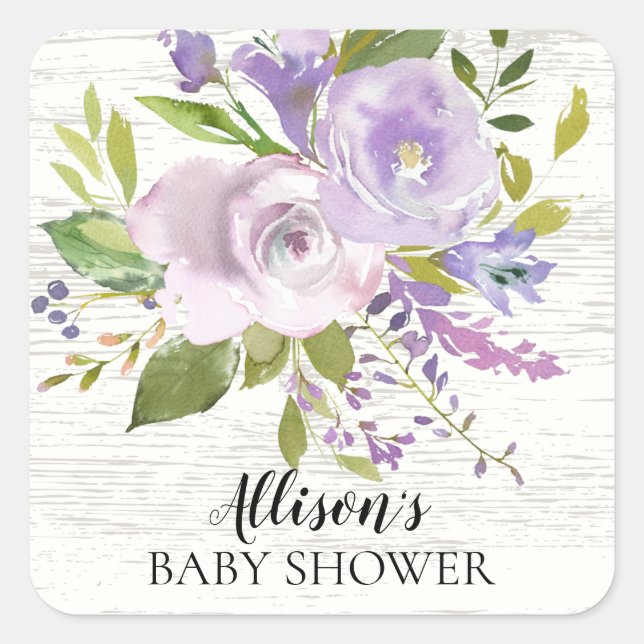 Rustic Lavender Flowers Baby Shower Envelope Seal (Front)