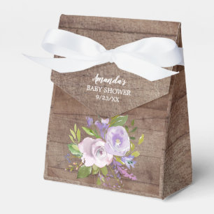 Rustic Lavender Flowers Baby Shower Favor Box